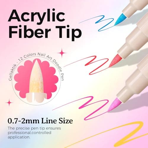 Quick-Dryings, Nail Marker for DIY Paint/Dotting/Liner, Home & Salon Manicure Tools, Great Gift, Non-Toxic, Beginner Friendly Nail Art Pens,12 Colors 0.7mm 3D Nail Polish Pens for Women B0DXKKV1GR