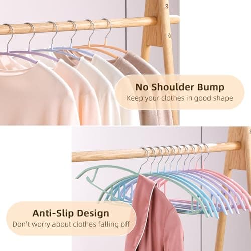 MOPALL Clothes Hangers 28 Pack, Non Slip PVC Coating Metal Sweater Hanger No Shoulder Bump, 16.5 inch Wide Heavy Duty Durable Adult Coat Hanging for Closet, Suit, Dress, Jacket, Pant, Shirt