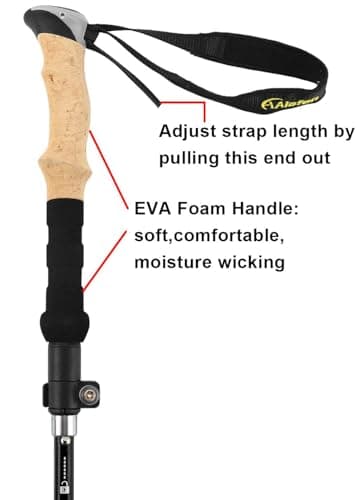 A ALAFEN Lightweight Collapsible Trekking Pole - 7075 Aluminum Adjustable Walking Stick for Hiking & Travel, Foldable Quick-Lock Design, Single Pole for Adults & Seniors
