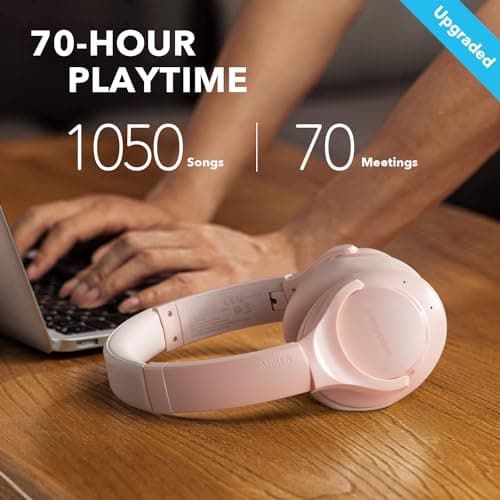 Soundcore Anker Life Q20 Hybrid Active Noise Cancelling Headphones, Wireless Over Ear Bluetooth Headphones, 60H Playtime, Hi-Res Audio, Deep Bass, Foam Ear Cups, Travel, Office, USB-C Charging