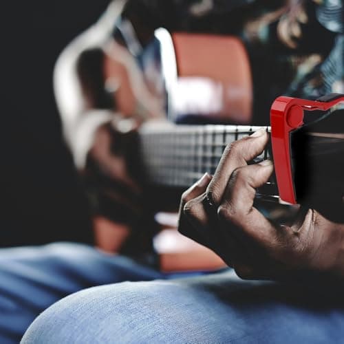 Guitar Capo, Metal Capo with Protective Silicone Pad Suitable for 6 String Guitar Acoustic Guitar Ukulele Electric Guitar Accessories (Red)