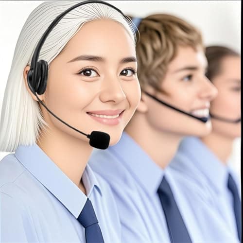 321Wasay Computer USB Headset with Mic, Wired Headphones with Microphone for PC, Laptop (Black Slender)