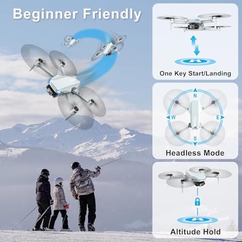 Drone with Camera, 2K HD FPV Drones for Adults, Mini Drone with Gravity Control, One Key Take Off/Land, Waypoint Fly, Gestures Selfie, 3 Speed Modes, RC Drone for Beginners with 2 Batteries