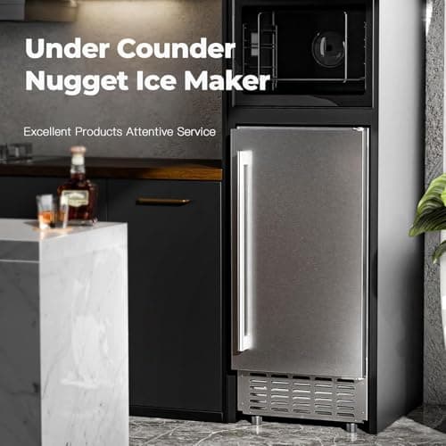 Kismile Under Counter Nugget Ice Maker, Pebble Ice Machine 80 lbs/Day, 24H Timer, Self-Cleaning, Double Ice Baskets, Built-in Ice Maker for Home & Office (Grey