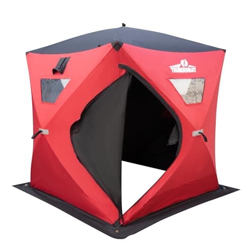 THUNDERBAY Ice Cube 2-4 Man Portable Ice Shelter, 24/34 Square Feet of Fishable Area, Portable 2-3 Person Ice Shanty