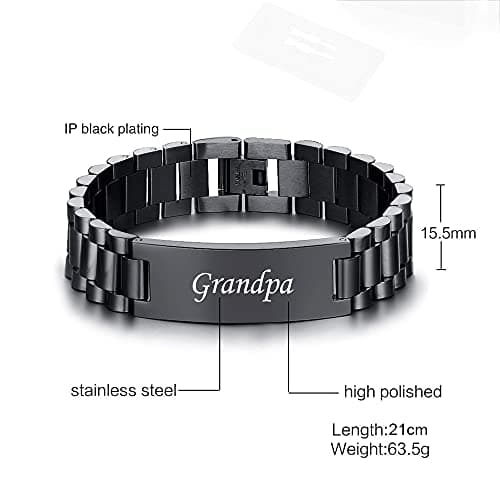 VNOX Masculine Watch Band Stainless Steel Link Bracelet Personalized Jewelry Gift for Men DAD Father Husband Boyfriend