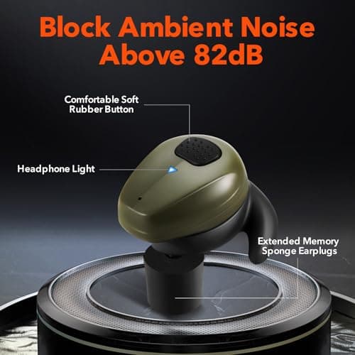 YHKEMA Electronic Shooting Earbuds - Ear Hearing Protection NRR 28dB Bluetooth 5.3 Noise Cancelling & Sound Amplification - Rechargeable Case for Hunting and Range(Green)