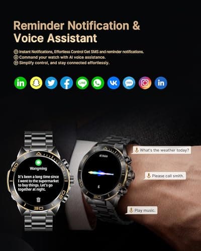 SOUYIE Smart Watch for Men Answer/Make Call for Android iPhone, 1.43" AMOLED HD Screen Mens Luxury Watch, 400mAh Heavy Duty Smartwatch Heart Rate Blood Oxygen Blood Pressure Sleep Monitor Pedometer, 2 Straps