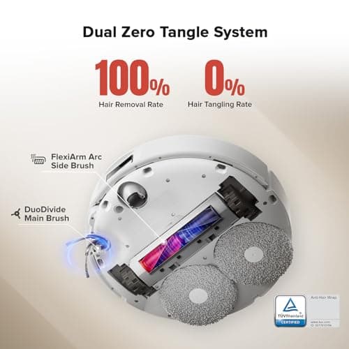 roborock Qrevo Curv Robot Vacuum and Mop, Zero-Tangling, AdaptiLift Chassis, FlexiArm Technology, Al Obstacle Recognition, 17mm Mop Lift, 18,500Pa Suction, Hot Water Mop Washing & Dock Self Cleaning