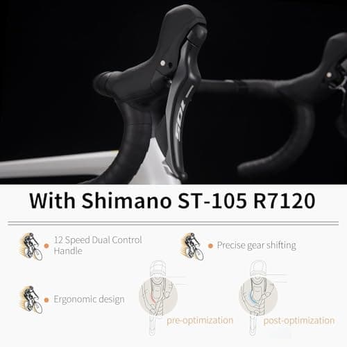 SAVADECK Carbon Fiber Road Bike, Hydraulic Oil Disc Bike with Carbon Fiber Frame and Wheelset, Lightweight Full Carbon Racing Bicycle with Shimano R7120 24S Shift Set for Adults