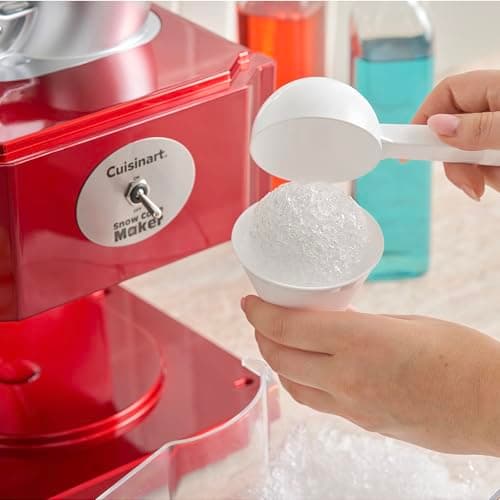 Cuisinart Snow Cone Machine, Home Shaved Ice Maker for Snow Cones, Snow Cone Maker with Reuseable Paper Cups, Makes 5 Icy Cones for Slushies, Frozen Drinks , Red, SCM-10P1