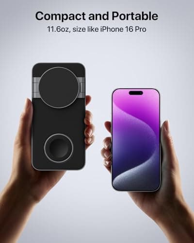 UEQ Foldable 3 in 1 Wireless Charging Station for Apple Magsafe Charger Stand,Fast Magnetic Wireless Charger Station for iPhone 17 Air 16 15 14 13 12 Series,Airpods Pro,Apple Watch Ultra (Pure Black)