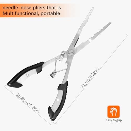 Pullther fishing Stainless Steel Fishing Pliers,Needle Nose Pliers Fishing,Fishing Pliers Hook Remover,Fishing Pliers Kit with Lanyard,Braid Cutter Rustproof Fishing Multitool for Saltwater Freshwater