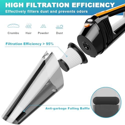 Car Vacuum, Portable Car Vacuum Cleaner High Power 8000Pa, Small 12V Handheld Vacuum with LED Light,16.4Ft Corded, Deep Detailing Cleaning Kit of Car Interior with Dry for Men/Women
