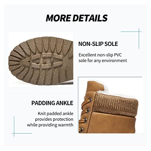 SERNIAL Womens Winter Snow Boots Fur Lined Ankle Boots White Black Side Zipper Booties