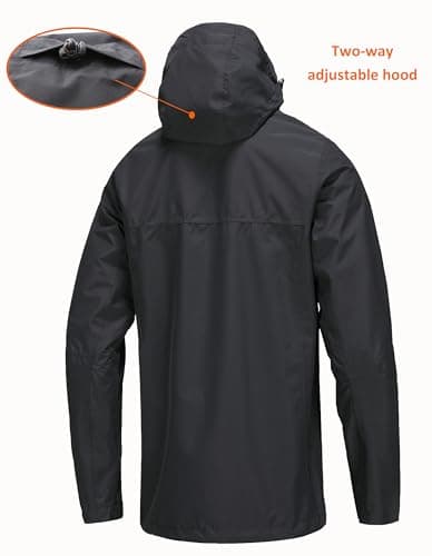 NORDIC OUTLAND Mens Lightweight Hooded Waterproof Rain Jacket Breathable Raincoat Shell for Outdoor Mountain Hiking