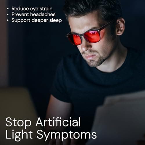 livho Blocking Gaming Glasses Blue Green Light for Computer Sleeping, Dual Coatings Red Lenses, for Women & Men