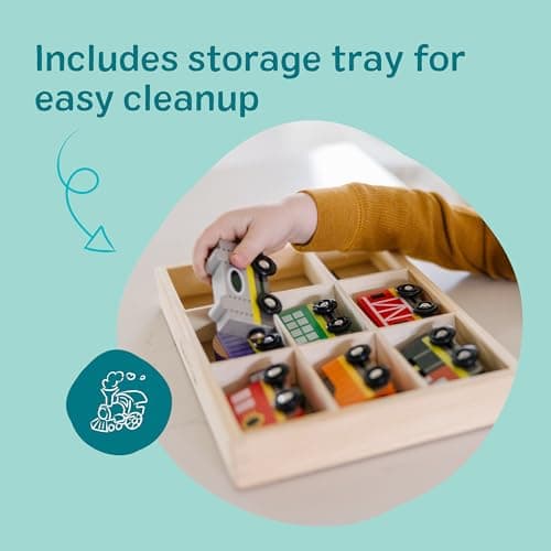 Melissa & Doug Wooden Magnetic Train Cars - 8 Piece Educational and Skill-Building Wooden Toy for Boys and Girls