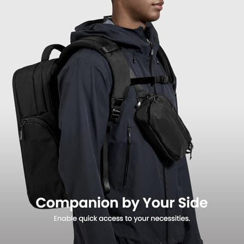 tomtoc tomtoc 1.5L Sling Bag with RFID Blocking, Crossbody Bag Minimalist Chest Shoulder Pack for Men and Women, Water-resistant Lightweight Casual Waist Fanny Pack for Travel, Daily Use