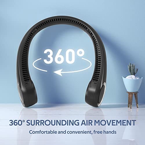 Portable Neck Fan, Hands Free Bladeless, 360° Cooling Personal Fan,Wearable Quiet Fan for Outdoor Indoor, Birthday Gifts for Men Women Mom Dad, 4000mAh Battery USB Rechargeable, 3-Speeds(Black)
