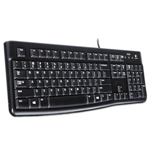 Logitech K120 Wired Keyboard for Windows, USB Plug-and-Play, Full-Size, Spill-Resistant, Curved Space Bar, Compatible with PC, Laptop - Black