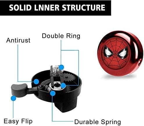Bike Bell for Kids Boys Toddlers,Spiderman Spider Man Aluminum Bicycle Bell Children's Bike Accessory,