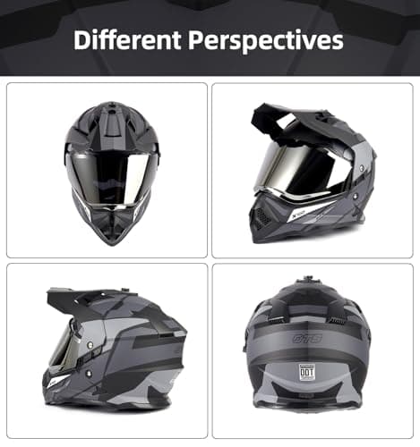 Orthrus Dual Sport Adventure Motorcycle Helmet DOT Certified for Adults, UV Protected Dual Visor & Intercom Slot, ATV UTV Dirt Bike Snowmobile Off Road Helmets