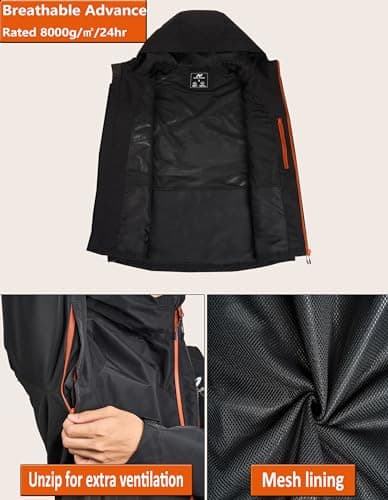 NORDIC OUTLAND Mens Lightweight Hooded Waterproof Rain Jacket Breathable Raincoat Shell for Outdoor Mountain Hiking