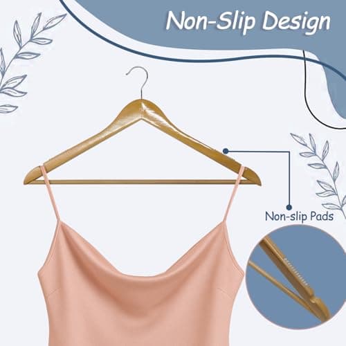 King Mills 19 Inch Plus Size Hangers, Extra Wide Hangers for Plus Size Clothes, Ganchos para Colgar Ropa, Ideal for XL, XXL Shirts, Coats, Dresses, Etc. Wood. Natural 20pk