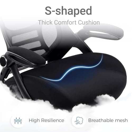 HYLONE Big and Tall 400lbs Heavy Duty Office Chair, 5" Thickened Seat Ergonomic Desk Chair with Adjustable Armrests, Home Office Computer Chairs for Long Hours Mesh Executive Chair(Black)