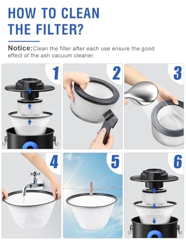 Oragerju Ash Vacuum, Pellet Stove Vacuum Cleaner, 5.3 Gallon, 20kPa, 1200W Powerful Motor with Blower Function, On Wheels and HEPA Filter, The Ash Vacuum for Pellet Stoves & Wood Stoves