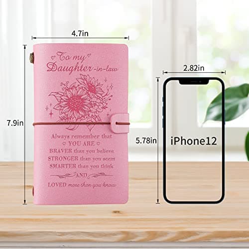 140 Page Refillable Journal Christmas Mothers Day Gifts for Daughter In Law from Mother In Law Daughter In Law Gifts Leather Journal, Daughter In Law Birthday Gifts B0BVVJKNSR
