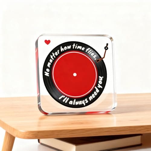 Heartwarming Gift for Husbands, Boyfriends, Couples & Retro-Style Fans, Ideal for Valentine's Day, Birthdays, Christmas, Anniversaries & Home Décor - Romantic Vinyl Record Acrylic Decor(Black and red)