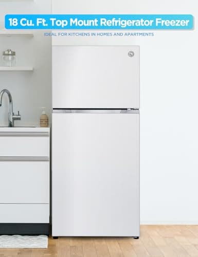 Commercial Cool 18 Cu. Ft. Top Mount Refrigerator with Freezer, 2-Door Refrigerator with Top Freezer and Adjustable Temperature Control, Ice Maker Ready, Energy Star Certified, White