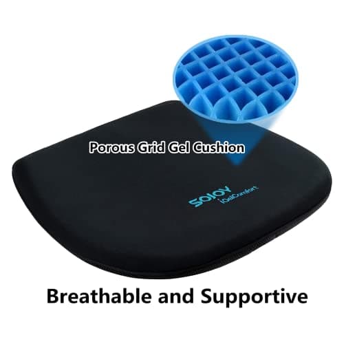 Sojoy Coccyx Gel Seat Cushion- Orthopedic Memory Foam Chair Cushions for Home Kitchen Office Desk Car Truck Airplane (Black)