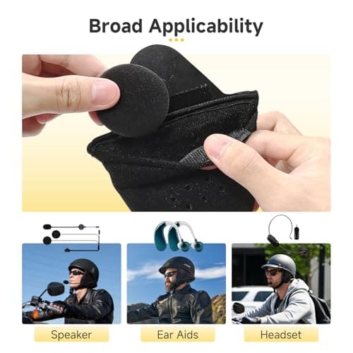 Moman HEB Half Helmet Speaker Pockets, Ear Pads for Motorcycle Helmet Headset Motorbike Headphone Helmet with Narrow or Wide Straps Blocks Wind Noise & Cold