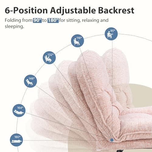 DUMOS Comfy Saucer Chair,PU Leather Foldable Chairs for Bedroom, Living Room, Dorm & Gaming, Small Foldable Fashion Floor Chair with Back Support for Small Spaces Adults, Dark Pink