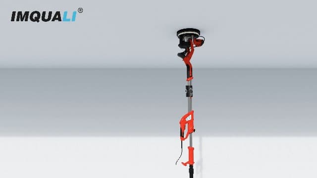 Drywall Sander, 2025 Upgraded 8-Amp Popcorn Ceiling Removal Tool with 7 Variable Speed 800-1800RPM, Drywall Sander with Vacuum Dust Collector with Extendable Handle, LED Light, 12pcs Sanding Discs,Red