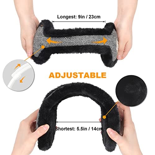 Surblue Unisex Foldable Ear Earmuffs Behind-the-Head Fur Winter Outdoor Ear Warmers