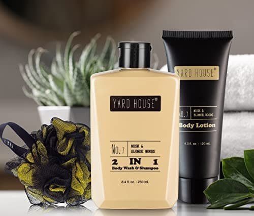 Mens Bath and Body Gift Set - Musk and Blonde Woods - Luxury Christmas, Birthday, Fathers Day Gifts From Daughter, Wife, Son For Dad, Husband - Relaxing Spa Kit for Him in Toiletry Bag