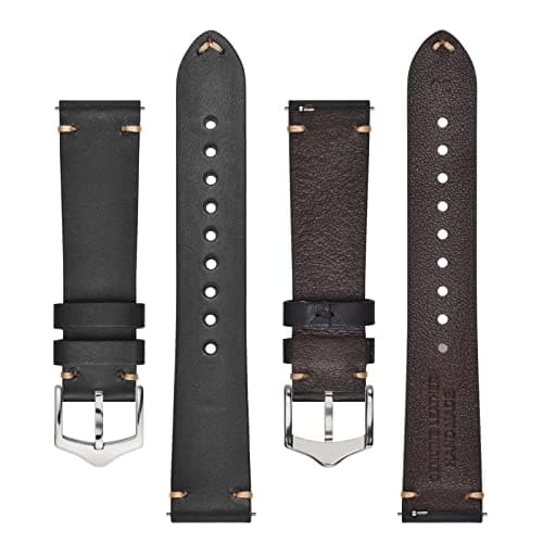 BISONSTRAP Men's Watch Bands, Hand-Stitched Leather Watch Straps, Quick Release, 18mm 19mm 20mm 21mm 22mm
