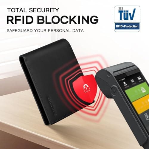 RUNBOX Genuine Leather Wallet for Men 12 Cards Mens Wallet Bifold Rfid Blocking with 2 ID Windows Card Holder Wallet with Gift Box