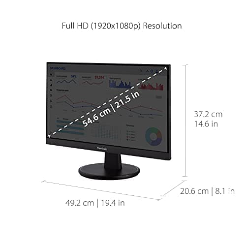 ViewSonic VA2247-MH 22 Inch 1080p Monitor, 100Hz Refresh Rate with FreeSync for Smooth Workflows, Ultra-Thin Bezels, HDMI, and VGA Inputs
