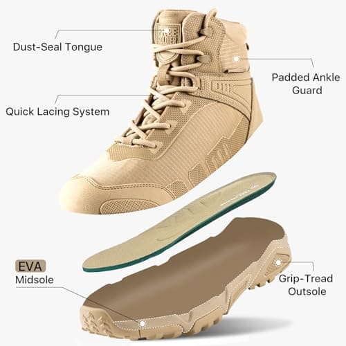 FREE SOLDIER Men's Waterproof Tactical Work Boots Lightweight Comfortable Combat Hiking Boots