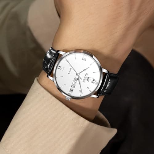 OLEVS Men’s Watches Waterproof Dress Minimalist Analog Quartz Stainless Steel Casual Men’s Wrist Watch with Day Date, Classic Luxury Elegant Roman Numerals Dial Big Face Relojes para Hombres