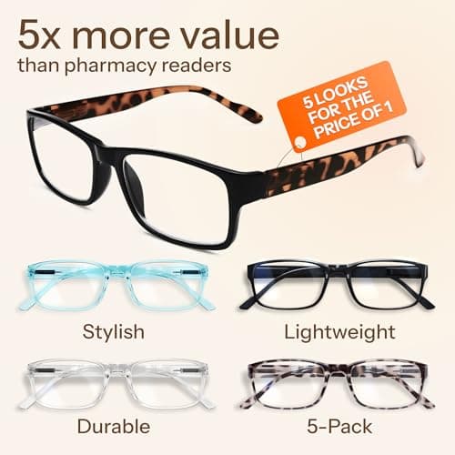 Gaoye 2.0 Professional Reading Glasses for Women for All Day - Computer Readers with Blue Light Protection - Value Pack