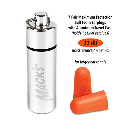 Mack's Maximum Protection Soft Foam Shooting Ear Plugs - 7 Pair Plus Travel Case, 33 dB Highest NRR – Comfortable Earplugs for Hunting, Tactical, Target, Skeet and Trap Shooting | Made in USA