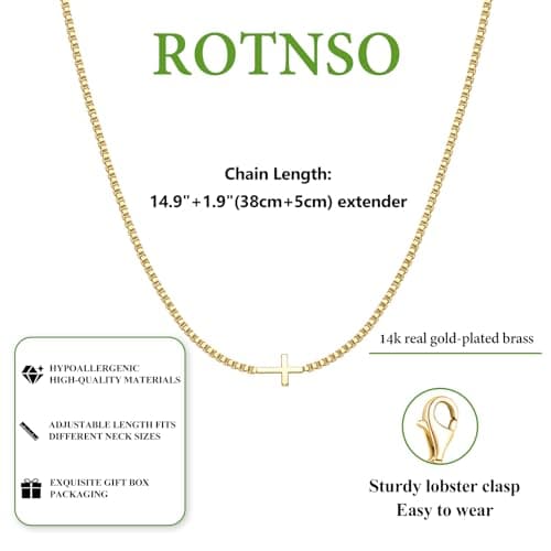Cross Necklace for Women 14K Gold Silver Plated Dainty Small Cross Pendant Choker Simple Trendy Cute Cross Charm Chain Necklace Easter Basket Stuffers Baptism Religious Faith Jewelry Gift
