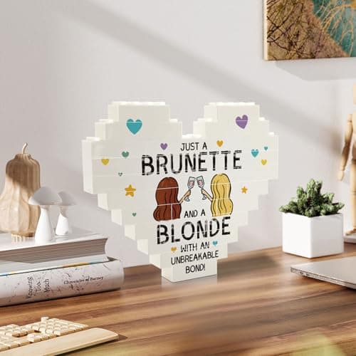 Acrylic heart building blocks, unbreakable bond desk decor, birthday gift for best friend, bestie, friend or soul sister Friendship Gifts for Women, Bestie Heart Building Block Decor B0FWY33Y5V