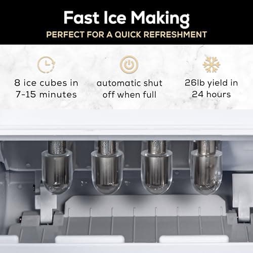 Igloo Automatic Self-Cleaning Portable Electric Countertop Ice Maker Machine with Handle, 26 Pounds in 24 Hours, 9 Ice Cubes Ready in 7 Minutes, with Ice Scoop and Basket